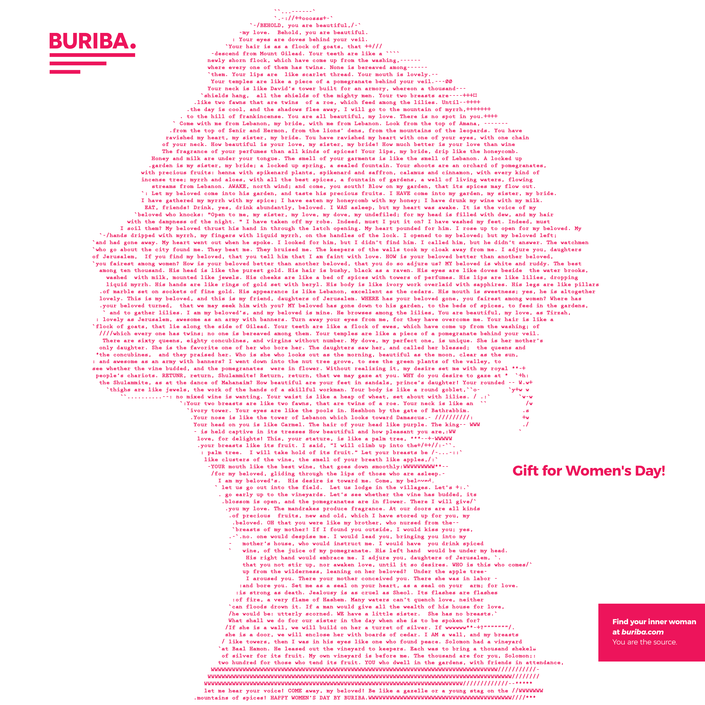 Silhouette of Woman made of Song of Songs appears in BURIBA website source code