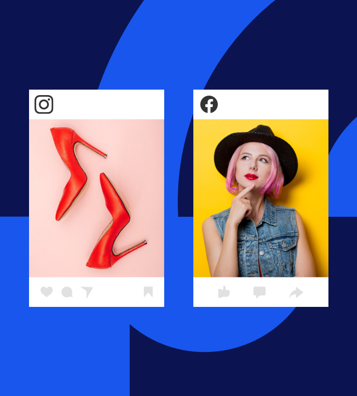 Brands in Facebook ads with red shoes and fashionable woman
