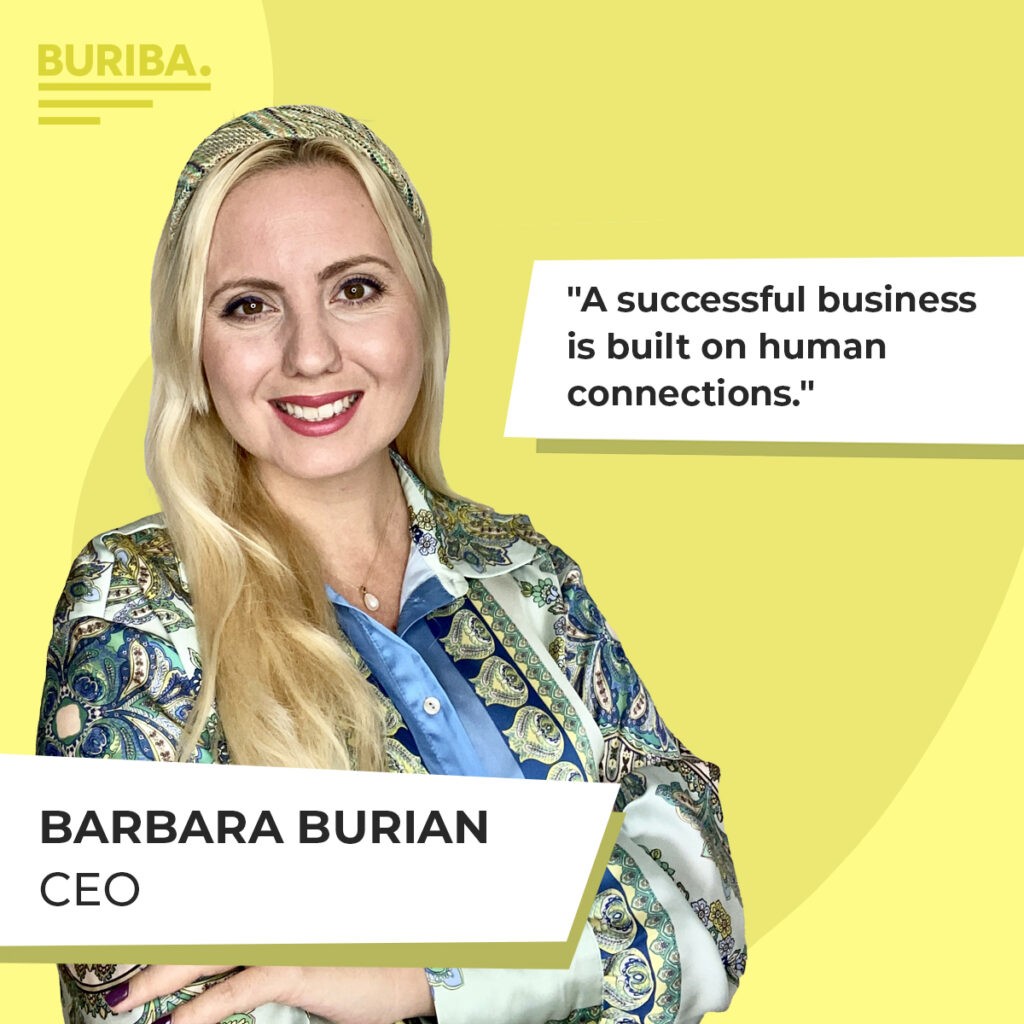 Barbara Burian, the CEO of BURIBA advertising agency, speaking about the importance of human connections in business.